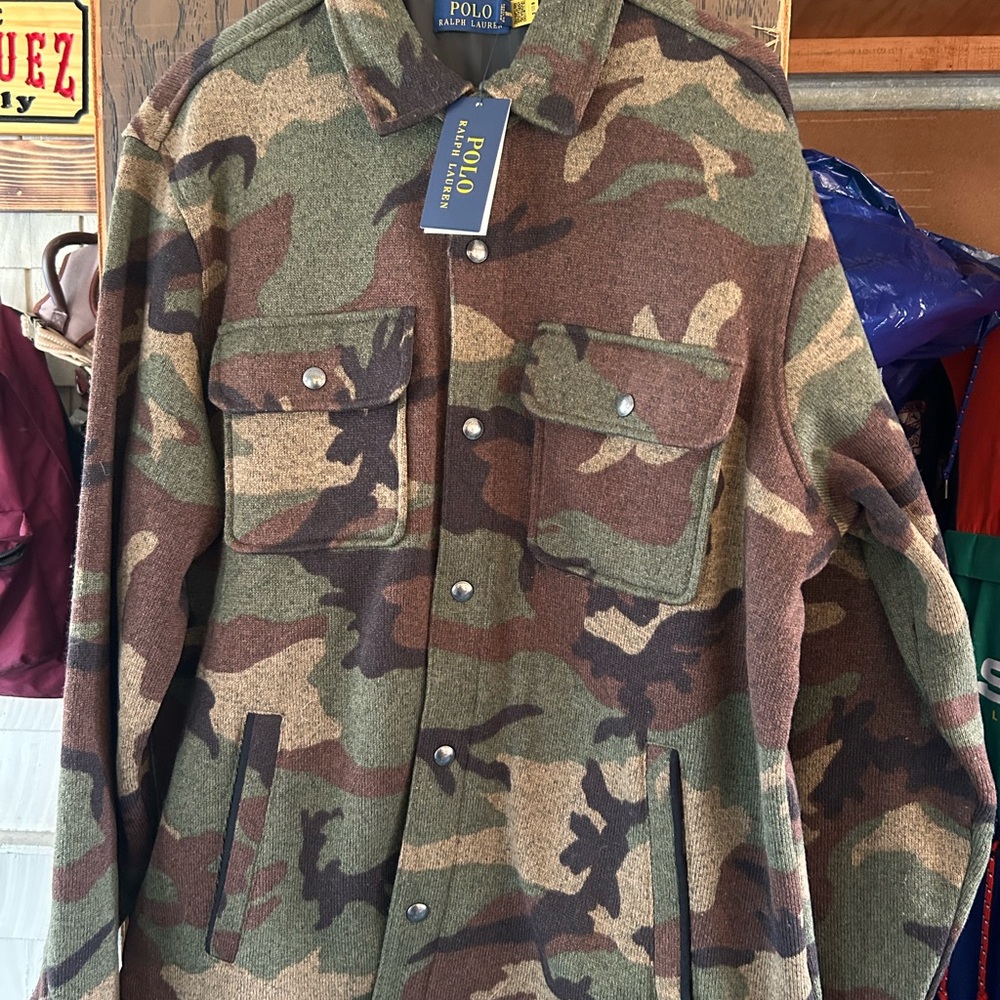 Polo by Ralph Lauren Men's Green and Brown Camouflage Field Jacket